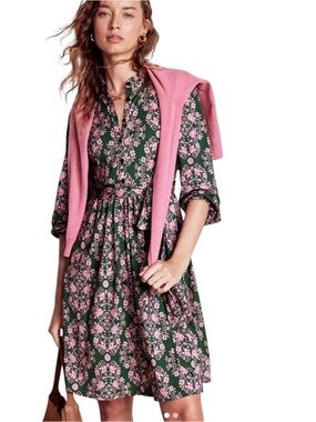 Boden Willow Shirt Dress Pink & Green Size 4 Petite